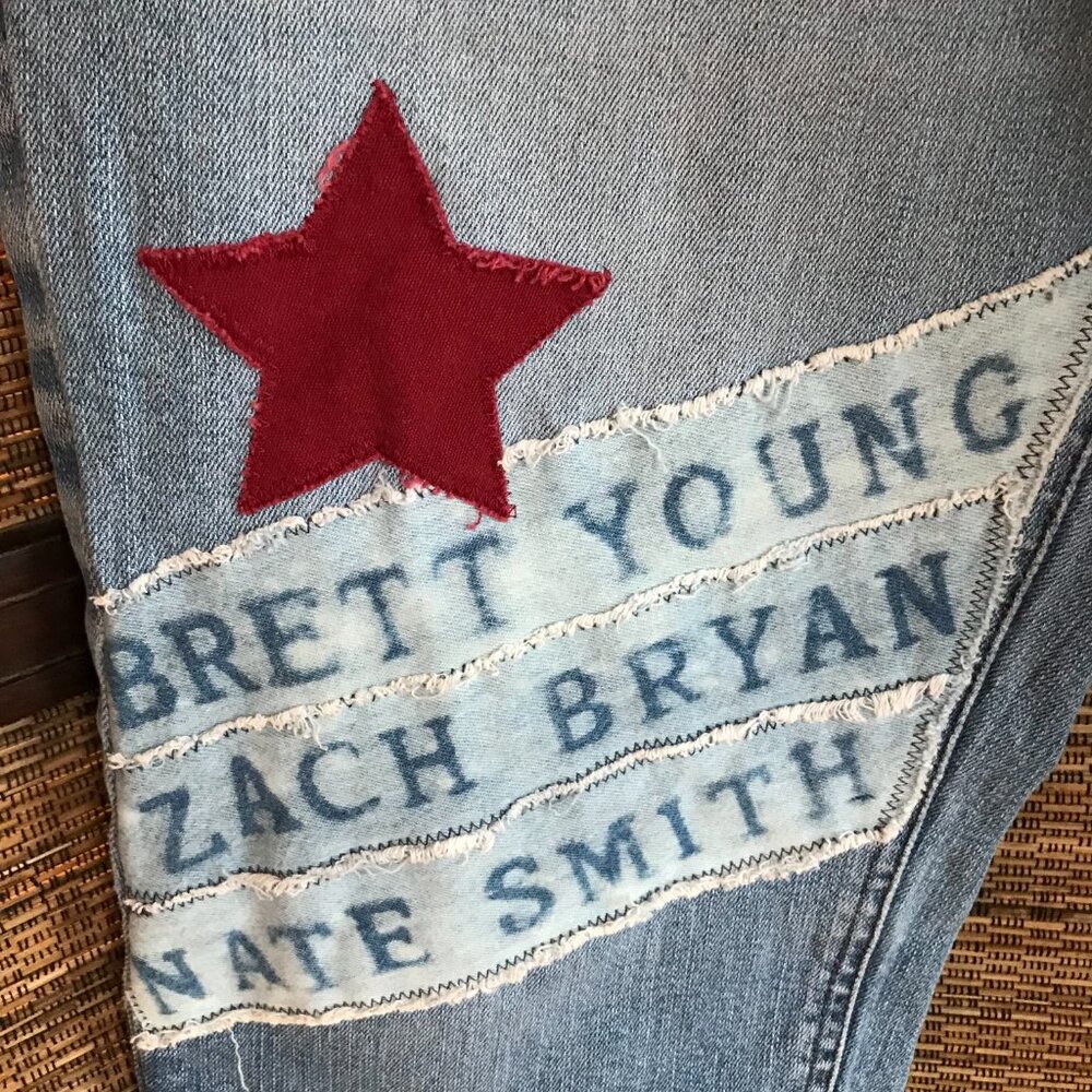 Upcycled Patchwork Capris, Reverse Bleached Count… - image 8